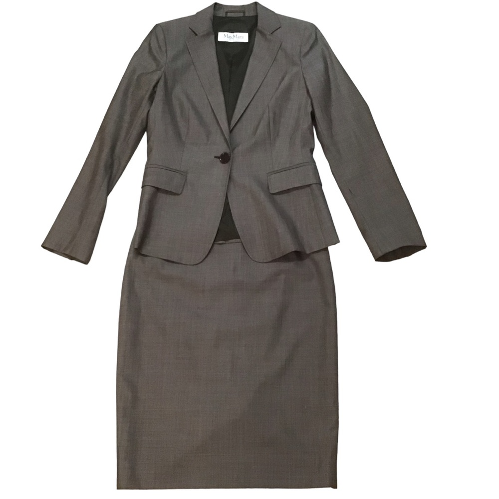 Max Mara Brown Blazer Skirt Suit 4-6